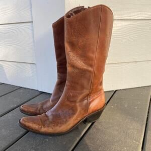Vintage brown leather western boots